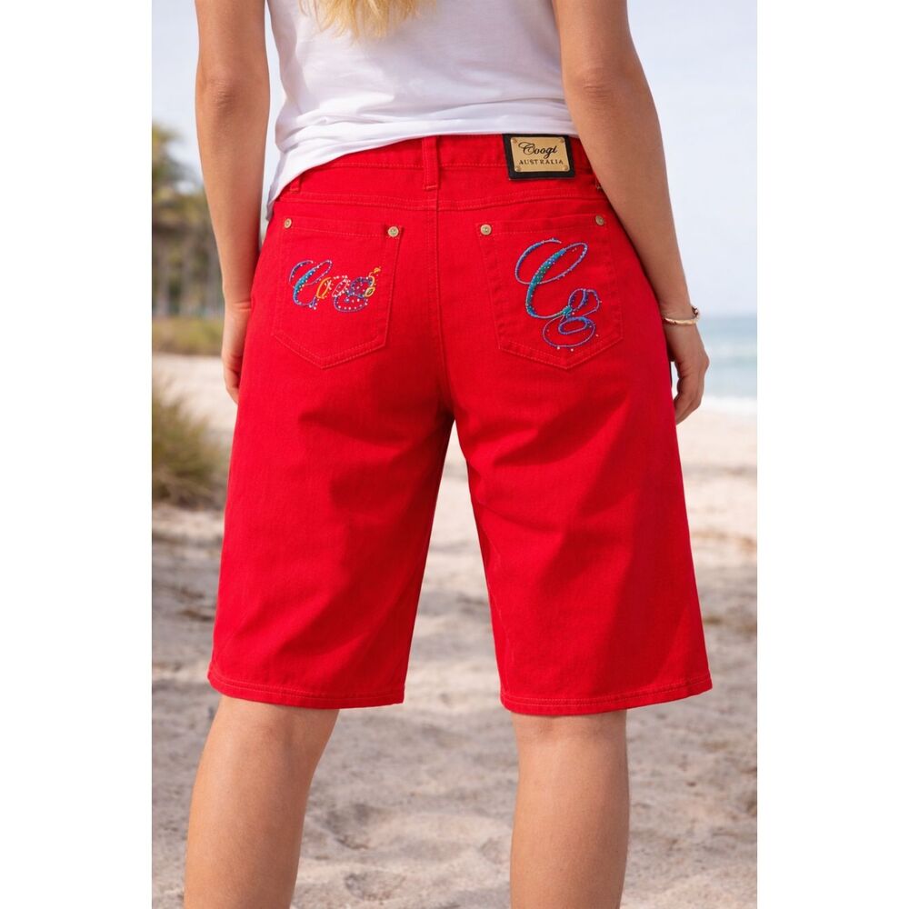 COOGI Bermuda Embroidered Pocket Shorts Red 5/6